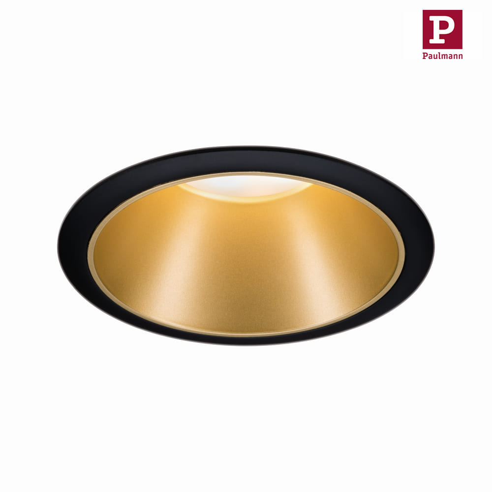Recessed spot COLE IP44, fixed, incl. LED COIN Module, 6.5W 2700K460lm 100°, dimmable, black / gold matt - Paulmann