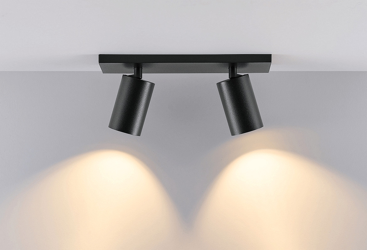 Deko-Light ceiling luminaire CAN TILT BASE / MIX‘N MATCH 2 flames, square, long GU10 IP20, deep black dimmable Deko-Light ceiling luminaire CAN TILT BASE / MIX‘N MATCH 2 flames, square, long GU10 IP20, deep black dimmable