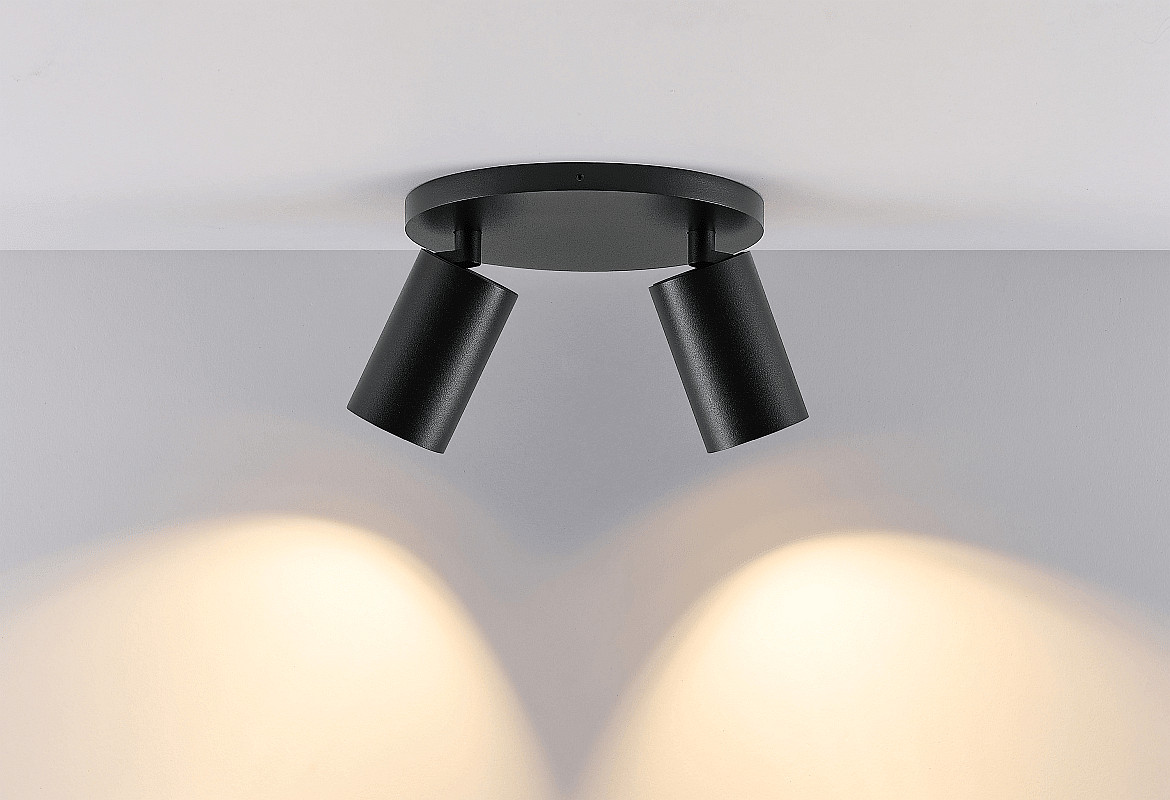 Deko-Light ceiling luminaire CAN TILT ROUND BASE Ø 20CM / MIX‘N MATCH 2 flames, round GU10 IP20, deep black dimmable Deko-Light ceiling luminaire CAN TILT ROUND BASE Ø 20CM / MIX‘N MATCH 2 flames, round GU10 IP20, deep black dimmable