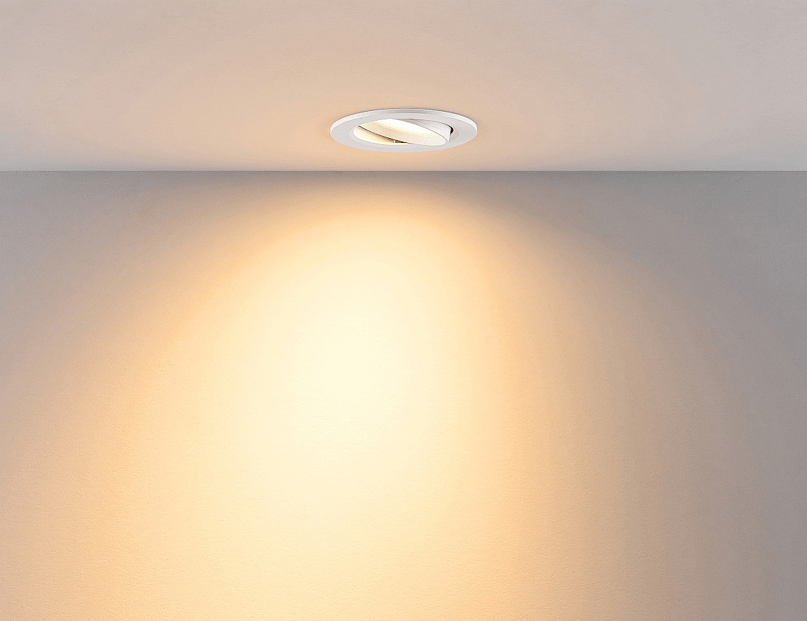 LED Einbaustrahler SURTUR TILT 83 DTW, IP44 IK06, Ø 10.5cm, 9W 1800-2700K 720lm 40°, CRi>90, Dim-To-Warm, schwenkbar LED Einbaustrahler SURTUR TILT 83 DTW, IP44 IK06, Ø 10.5cm, 9W 1800-2700K 720lm 40°, CRi>90, Dim-To-Warm, schwenkbar