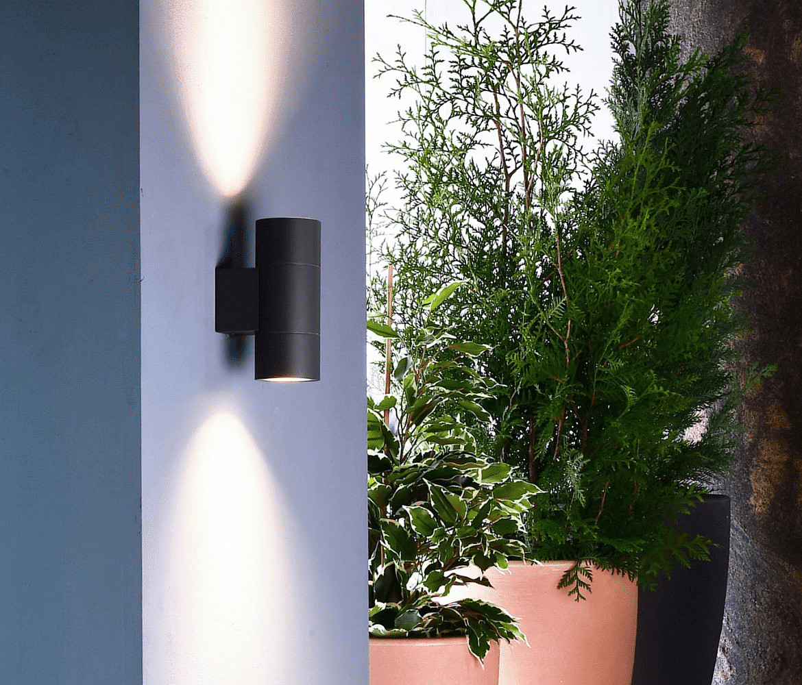 Deko-Light Luminaire mural d’extérieur ACHERNAR UP & DOWN à 2 flammes, cylindrique GU10 IP65, anthrazit gradable Deko-Light Luminaire mural d’extérieur ACHERNAR UP & DOWN à 2 flammes, cylindrique GU10 IP65, anthrazit gradable