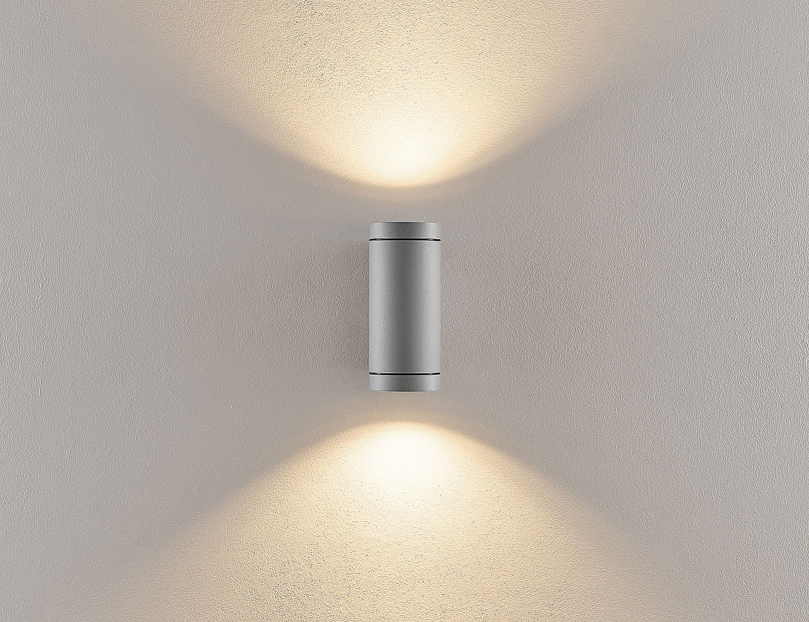 Fassadenstrahler SHORELINE PRO ROUND UP&DOWN, IP65 IK08, 2x GU10 max. 7.5W, Seeluft beständig Fassadenstrahler SHORELINE PRO ROUND UP&DOWN, IP65 IK08, 2x GU10 max. 7.5W, Seeluft beständig