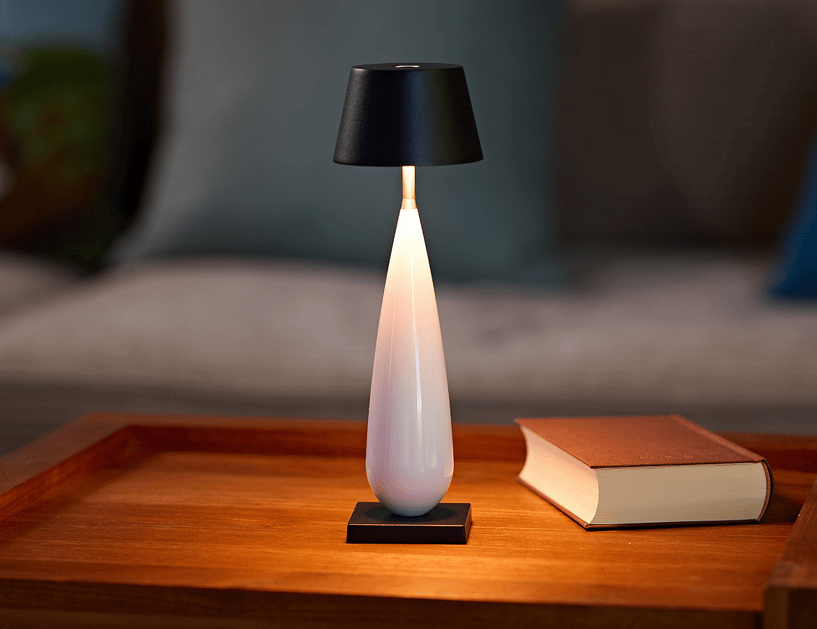 SIGOR battery table lamp THALA round, CCT Switch, with touch dimmer IP65, night black, white ceramic dimmable SIGOR battery table lamp THALA round, CCT Switch, with touch dimmer IP65, night black, white ceramic dimmable