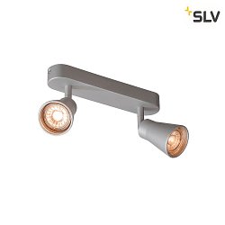 Barra dei riflettori AVO DOUBLE 2-Lampadine, ruotabile, inclinabile GU10 IP20, Argento-grigio dimmerabile