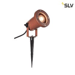 Outdoor Earth spike lamp NAUTILUS SPIKE XL, CR50-SE, GU10, IP65 IK06, rust-colored