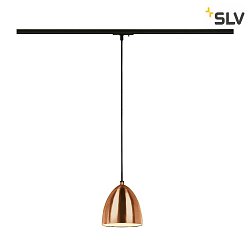 1-Phase Pendant luminaire PARA CONE 14, GU10, incl. 1-Phase-adaptor, copper / white