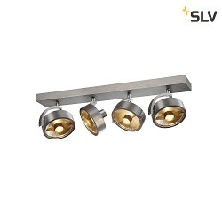 Lampada da parete e soffitto KALU CW QUAD piazza GU10 IP20, Alluminio spazzolato dimmerabile