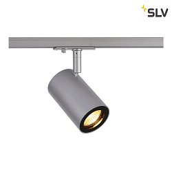 1-HV-phase-track luminaire ENOLA B TRACK SPOT, GU10 QPAR51 max. 50W, rotatable, swivelling, silver grey