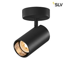 wall and ceiling luminaire ASTO TUBE CW SINGLE 1 flame, round, cardanic swivelling GU10 IP20, black dimmable