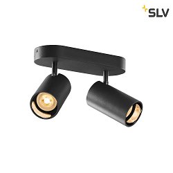 wall and ceiling luminaire ASTO TUBE CW DOUBLE 2 flames, long, cardanic swivelling GU10 IP20, black dimmable