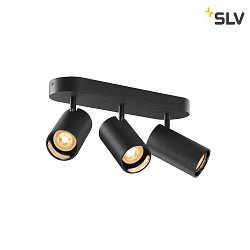 wall and ceiling luminaire ASTO TUBE CW TRIPLE 3 flames, long, cardanic swivelling GU10 IP20, black dimmable