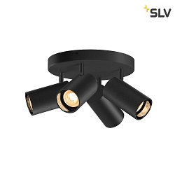 wall and ceiling luminaire ASTO TUBE CW QUADRUPLE 4 flames, round, cardanic swivelling GU10 IP20, black dimmable