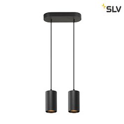 pendant luminaire ASTO TUBE 2 flames, rigid, long GU10 IP20, black dimmable