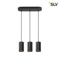 pendant luminaire ASTO TUBE 3 flames, rigid, long GU10 IP20, black dimmable