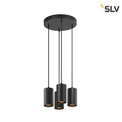 pendant luminaire ASTO TUBE 4 flames, round, rigid GU10 IP20, black dimmable