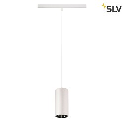 LED Niedervolt-Schienen-Pendelleuchte NUMINOS S DALI, 48V, 16W 4000K 20, DALI 2 dimmbar, matt wei / innen glnzend chrom
