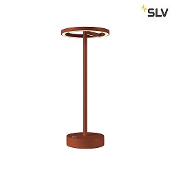 battery table lamp VINOLINA ONE with touch dimmer, ring shape IP54, rust dimmable