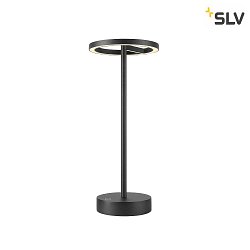 battery table lamp VINOLINA ONE with touch dimmer, ring shape IP54, black dimmable
