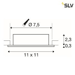 Deckeneinbauleuchte NEW TRIA 75 XL, quadratisch, GU10, max. 10W, IP20, schwarz