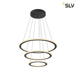 LED Pendelleuchte ONE FLAT TRIPLE, 300cm, 2700/3000K, 3500/3700lm, IP20, dimmbar, schwarz