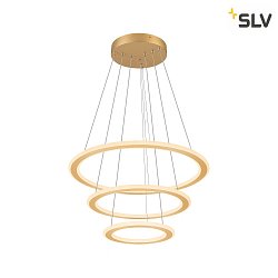 LED Pendelleuchte ONE FLAT TRIPLE, 300cm, 2700/3000K, 3500/3700lm, IP20, dimmbar, schwarz/messing