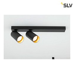 Plafoniera KAMI DOUBLE LONG 2-Lampadine GU10 IP20, oro, nero