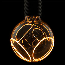 LED Leuchtmittel Globe 125 2x slanting Soft Curve PHASE, E27, 6W 1900K, dimmbar, smokey