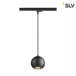 3-phase pendant luminaire LIGHT EYE 150 down, ball shaped GU10 IP20, black matt dimmable