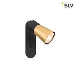 Wand- und Deckenleuchte PURI 2.0 CONE, rechteckig, mit Schalter, GU10 max. 6W, schwarz / gold