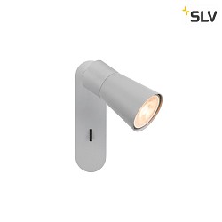 Wand- und Deckenleuchte PURI 2.0 CONE, rechteckig, mit Schalter, GU10 max. 6W, grau
