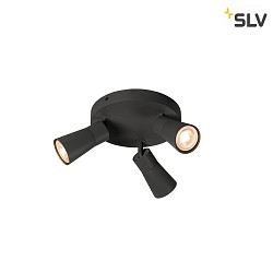 wall and ceiling luminaire PURI 2.0 - CONE 3 flames, round GU10 IP20, black dimmable