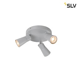 wall and ceiling luminaire PURI 2.0 - CONE 3 flames, round GU10 IP20, grey dimmable