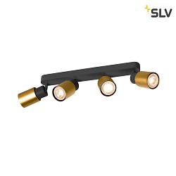 wall and ceiling luminaire PURI 2.0 - TUBE 4 flames, long GU10 IP20, gold, black dimmable