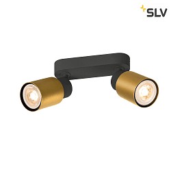 wall and ceiling luminaire PURI 2.0 - TUBE 2 flames, long GU10 IP20, gold, black dimmable