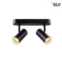 Lampada da parete e soffitto NOBLO DOUBLE PHASE 2-Lampadine, rotondo IP20, nero dimmerabile