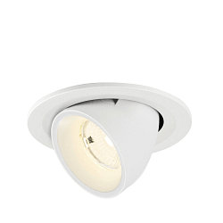 Plafonnier encastr NUMINOS GIMBLE S rond, adapt aux postes de travail avec cran IP20, blanche, laqu gradable