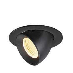 Apparecchio da incasso a soffitto NUMINOS GIMBLE L rotondo, adatto a postazioni di lavoro VDU IP20, nero, laccato dimmerabile