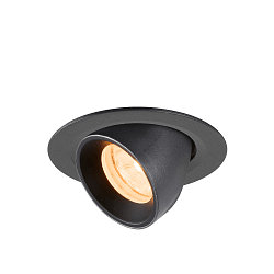 Apparecchio da incasso a soffitto NUMINOS GIMBLE XS rotondo, adatto a postazioni di lavoro VDU IP20, nero, laccato dimmerabile