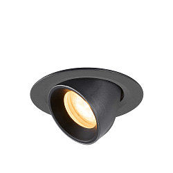 Apparecchio da incasso a soffitto NUMINOS GIMBLE XS rotondo, adatto a postazioni di lavoro VDU IP20, nero, laccato dimmerabile