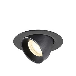 Apparecchio da incasso a soffitto NUMINOS GIMBLE XS rotondo, adatto a postazioni di lavoro VDU IP20, nero, laccato dimmerabile