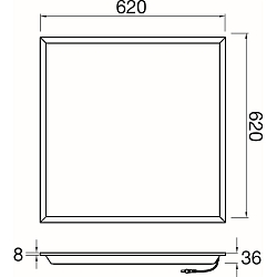 Plafoniera PANEL P 625 45 DALI >200LM/W controllabile da DALI, UGR < 19, multipower IP20, dimmerabile