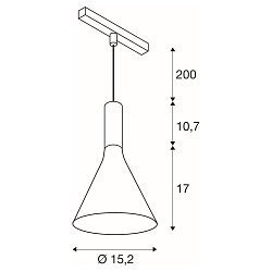 LED Pendelleuchte LALU SET CONE 15 TRACK 48V, 40, 9W, 2700/3000K, 500lm, IP20, dimmbar, schwarz