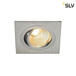 LED Downlight Set NEW TRIA DL SQUARE Recessed luminaire, 6W, 38, 2700K, incl. driver, clip springs, alu brushed