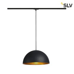 Pendant luminaire FORCHINI M E27 40W for 1-Phase track, 40cm, round, black/gold, incl. black 1-Phase adaptor