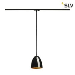 1-Phase Pendant luminaire PARA CONE 14, GU10, incl. 1-Phase-adaptor, black/gold