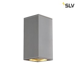 Auenwandleuchte BIG THEO UP/DOWN, eckig, IP44 IK02, 2x GU10 max. 75W, Silbergrau