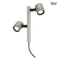 Luce con piedistallo MYRA SPOT DOUBLE 2-Lampadine, ruotabile, inclinabile GU10 IP44, Argento-grigio dimmerabile