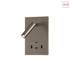 Lampe de lecture MANAT 16/3568 avec interrupteur, avec connexion USB, rglable IP20, nickel mat
