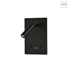 Lampe de lecture MANAT 16/3568 avec interrupteur, avec connexion USB, rglable IP20, noir