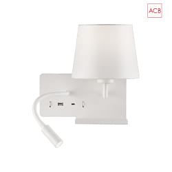 wall luminaire HOLD 16/3664 with switch, with USB connection, left E27 IP20, white
